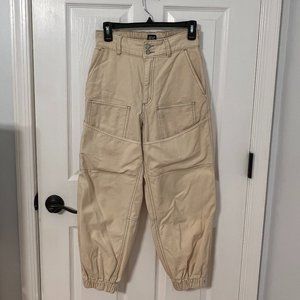 URBAN OUTFITTERS BEIGE SCRUNCHY PANTS